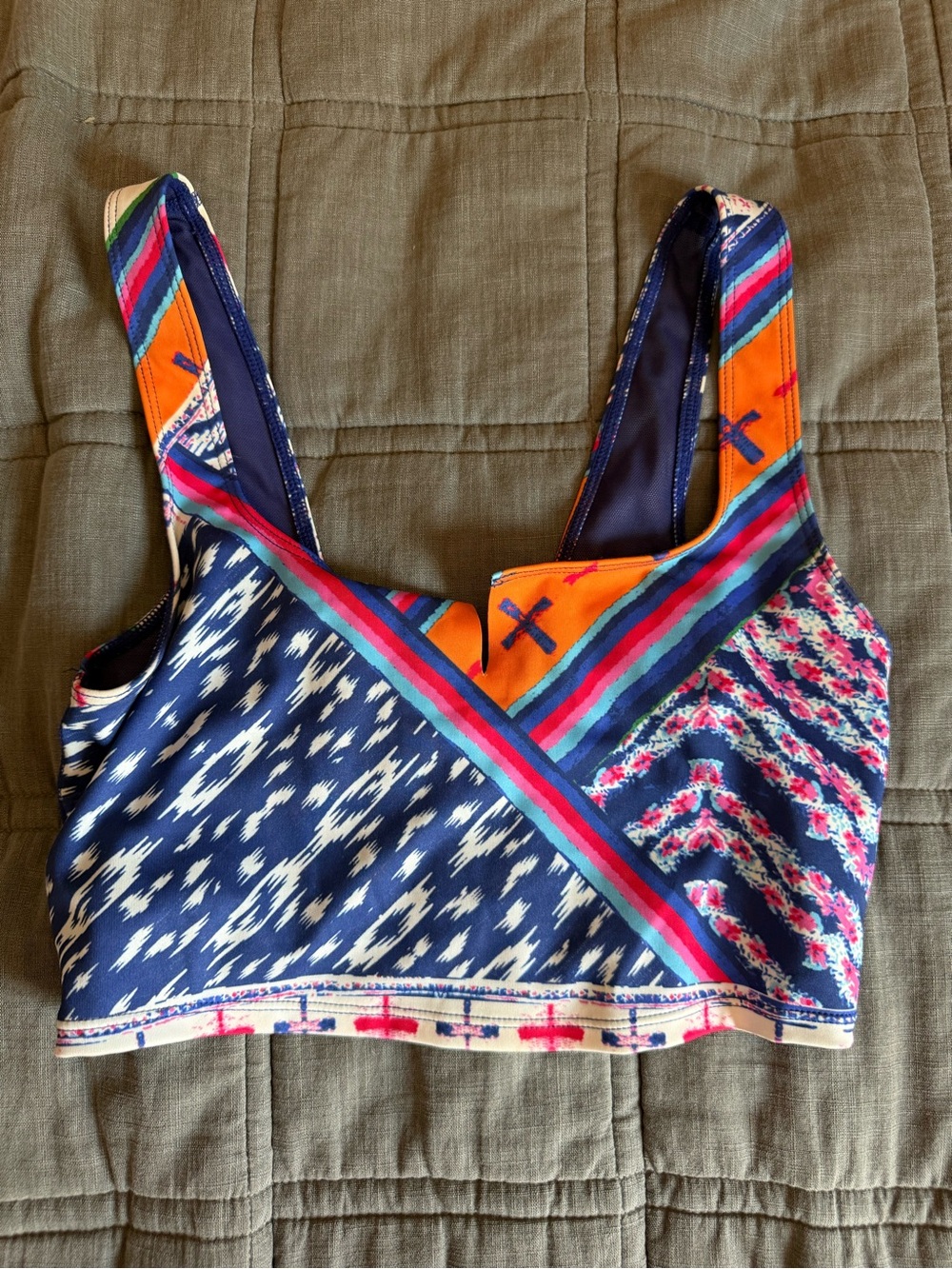 FP Movement by Free People Navy Blue Multi-Color Patterned Sports Bra